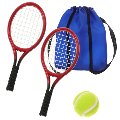 GARVALON 2 Sets Tennisschläger Modelldekoration Für Puppenhäuser, Tennisausrüstung, Tennisschläger Fotografiemodell, Tennisschläger Fotografie Requisiten, Puppenhaus, Mini Tennisschläger von GARVALON