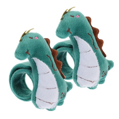 GARVALON 2er Satz Plüsch Dinosaurier Schlagarmband Stofftier Armband Für Partys Bezauberndes Cartoon-tier Schnapparmband von GARVALON