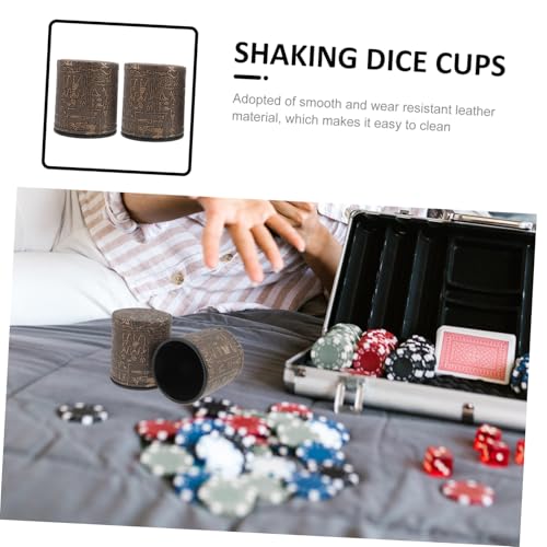 GARVALON 2 Stück Ledrige Würfelbecher mit Ägyptischem Muster Leichte Shaking Dice Cups für Party Ktv Bar und Familienspiele Kompakt und Tragbar für Tisch Brettspiele von GARVALON