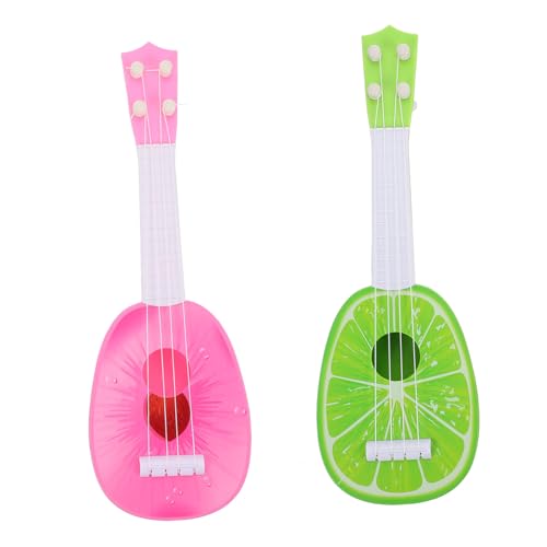 GARVALON 2 Stück Mini Ukulele für Kunststoff Musikinstrumente mit Realistischer Optik Sicher Vielseitig Nutzbar Pädagogisches Lernspielzeug für Mädchen und Jungen von GARVALON