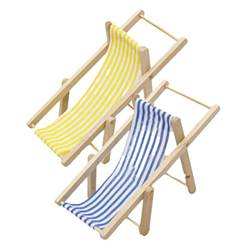 GARVALON 2stücke Mini Strandstuhl Faltbare Dekoration Für Puppenhaus Mikrolandschaft Miniatur Liegestuhl Für Garten Und Party Dekoration von GARVALON