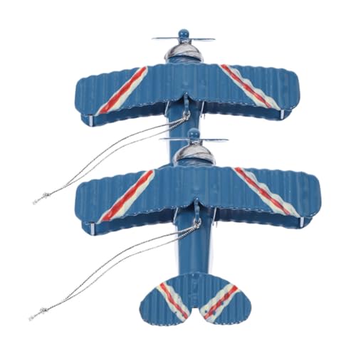 GARVALON 2 Stück Vintage Flugzeug Modell aus Eisen Kleine Retro Tischdekoration für Wohnzimmer Büro für Flugzeugliebhaber und Sammler von GARVALON