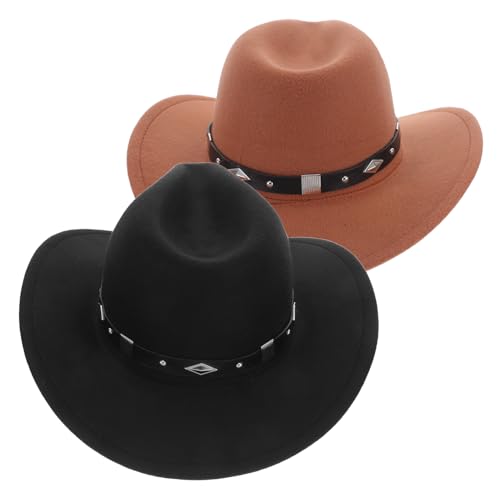 GARVALON 2 Stück Western-cowboyhut Für Damen Und Herren, Aufgerollter Fedora-cowgirlhut Für Camping, Reiten, Western-party, Kostüm, Halloween-zubehör GARVALON 2 Stück Western-cowboyhut Für Damen Und Herren, Aufgerollter Fedora-cowgirlhut Für Camping, Reiten, Western-party, Kostüm, Halloween-zubehör von GARVALON