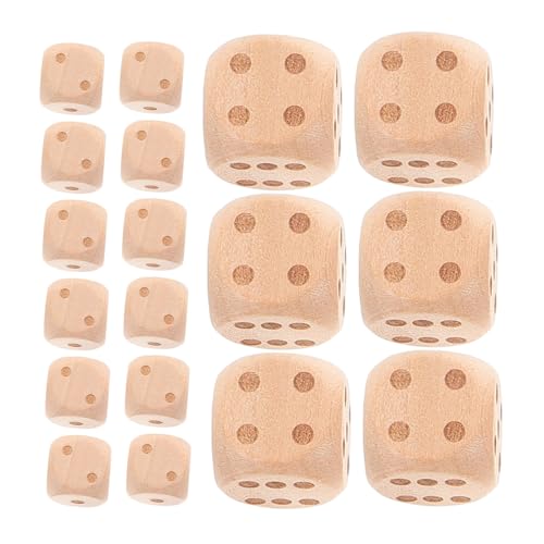 GARVALON 20 Stück Teiliges Holz würfelset mit Zahlen Stabile Unbemalte Würfel für Brettspiele DIY Designs Faire Würfelspiele für Party Rollenspiel zubehör von GARVALON