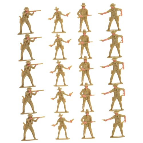 GARVALON 20 Stücke Cowboy Figuren Satz Miniatur Western Cowboy Modelle Tisch Dekoration für Kinder Robust Detailreich für Sandtische Landschaftsdekorationen von GARVALON