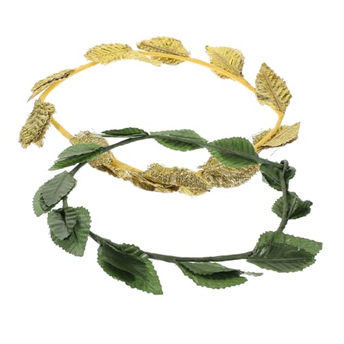 GARVALON 2Stücke Blattkrone Kopfband für Hochzeiten und Cosplay Goldene und Grüne Haaraccessoires Elegantes Stirnband für Partys Beeindruckender Kopfschmuck für Damen GARVALON 2Stücke Blattkrone Kopfband für Hochzeiten und Cosplay Goldene und Grüne Haaraccessoires Elegantes Stirnband für Partys Beeindruckender Kopfschmuck für Damen von GARVALON