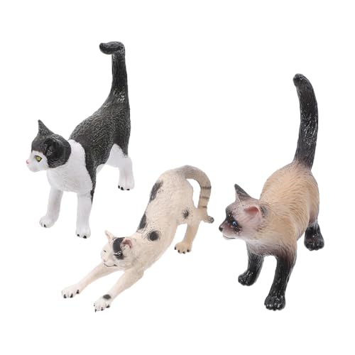 GARVALON 3 Stück Miniature Katzenfiguren Teiliges aus Niedliche Dekoration für Bonsai und Miniaturgärten Realistische Tierornamente für Töpfe und Regale von GARVALON