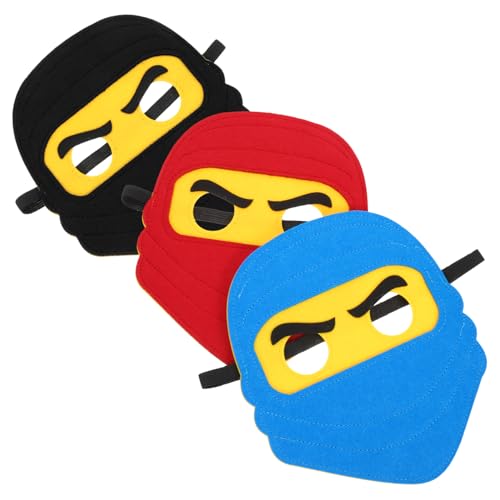 GARVALON 3 Stück Teiliges Ninja Masken aus Weichem PU Schaum Elastischem Band Realistischem Design für Karneval Halloween Maskenbälle und Cosplay Partys in Rot Blau Schwarz von GARVALON