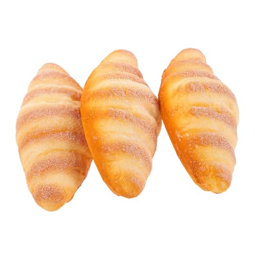GARVALON 3 Stück Teiliges Realistischer Kunstcroissants Täuschend Echte Deko Brotsimulation mit Detailgetreuer Textur Vielseitige Requisiten für Fotografie Ladendekor und Gastronomie von GARVALON