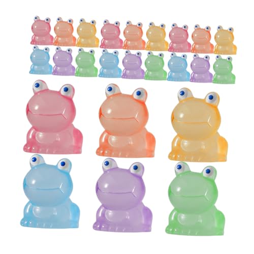 GARVALON 30 Stück Teiliges Nachtleuchtende Mini Frosch Figuren aus Resin Bunte Cartoon Frosch Miniaturen für Puppenhaus Büro und Garten Dekoration Vielfältige Farben und Gesten für Mikro von GARVALON