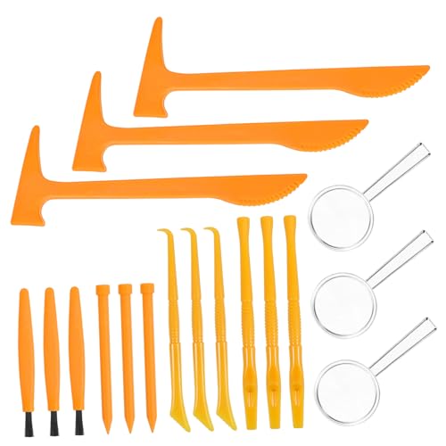 GARVALON 3Sätze Ausgrabungswerkzeug Set Teiliges DIY Set mit Hammer Meißel Bürste Schaber und Lupe für Kleine für Archäologie von GARVALON