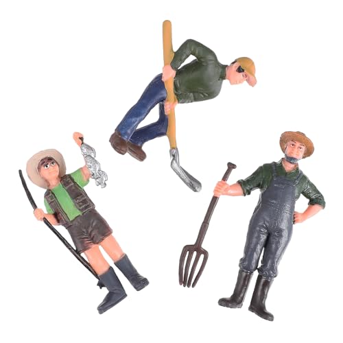 GARVALON 3Stücke Landarbeiterfiguren Realistische Bauernpuppen für Mikro Landschaften Umweltfreundliche Kunststoffmodelle für Sammler für Spielzeugtraktoren von GARVALON