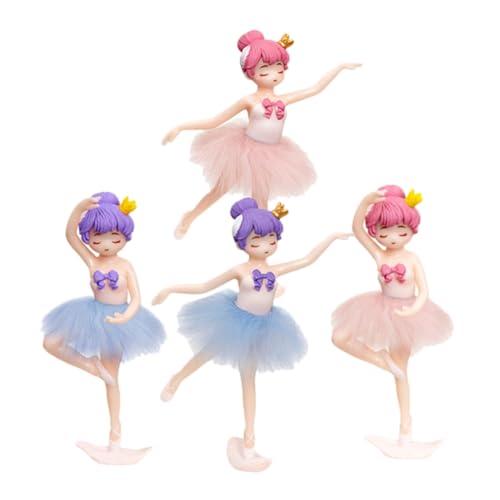 GARVALON 4 Stücke Tanzende Mädchen Statue Ballett Mädchen Musik Box Pvc Handwerk Desktop Decor Kuchen Topper Ballerina Figurine Party Zubehör von GARVALON