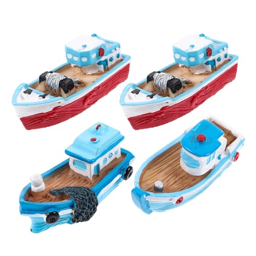 GARVALON 4 Stück Fischerboot Ornamente, Miniatur Boot Ornament, Innendekoration, Moderne Skulpturen, Puppenhaus Ornament, Bootsfigur, Desktop Boot, Harzboot, Kunsthandwerk, Fischerschiff GARVALON 4 Stück Fischerboot Ornamente, Miniatur Boot Ornament, Innendekoration, Moderne Skulpturen, Puppenhaus Ornament, Bootsfigur, Desktop Boot, Harzboot, Kunsthandwerk, Fischerschiff von GARVALON