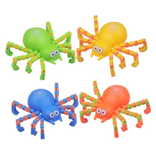 GARVALON 4 Stück Mechanisches Spinnenspielzeug Cartoon Spinnenspielzeug Buntes Umwandelbares Kettenspielzeug Kinderspielzeug Umwandelbares Spielzeug Umwandelbares Spinnenspielzeug von GARVALON