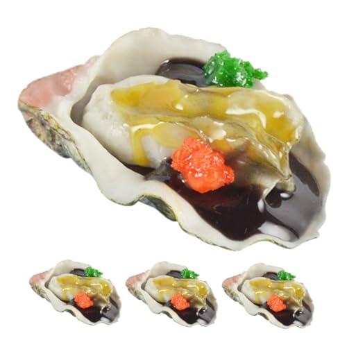 GARVALON 4 Stück Meeresfrüchte Grillmodell, Kinderspiel Lebensmittelsimulation, Austernmodell, Lebensmittelspielzeug Für Kinder, Meeresfrüchte, Gefälschtes Modell, Miniatur Lebensmittel, von GARVALON