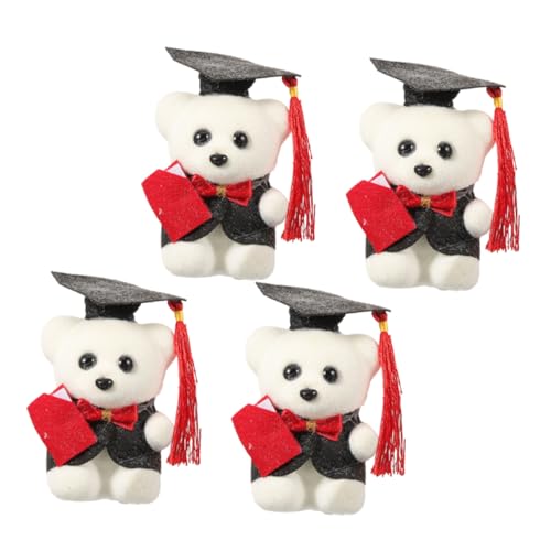 GARVALON 4 Stück Mini Plüschbär, Party Zubehör, Abschlussbär, Cartoon Bär, Puppe, Dekorativer Abschluss Plüschbär, Zarter Ausgestopfter Bär, Abschluss Plüschbär, Puppe, Abschluss von GARVALON