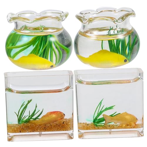GARVALON 4 Stück Puppenhaus Dekoration Realistische Mini Fischschalen für und Tisch Leicht Tragbar Detailreich und Stilvoll Zufällige Farbe Zufällige Farbe von GARVALON