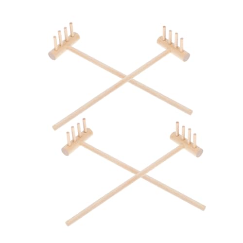 GARVALON 4 Stück Teiliges Mini Holzrechen für Sandkasten Feine Gestaltung Vielseitig für Sandtisch und Garten Robuste Miniatur Werkzeuge für Detailreiche Sandspiel Dekoration von GARVALON