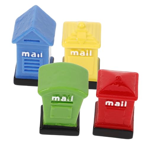 GARVALON Winzige Briefkasten-Ornamente 4er-Set Miniatur-briefkasten- Kunstharz Basteln Für Landschaftsdekorationen von GARVALON
