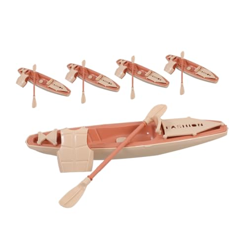 GARVALON 5 Sätze Simuliertes Kajormodell Puppenhaus-fischerbootmodell Mini-schiffsfigur Desktop-Boot-Ornament Puppenhaus-bootsmodell Miniboot Mini Fischerboot Figur Kajak-Ornament Abs von GARVALON