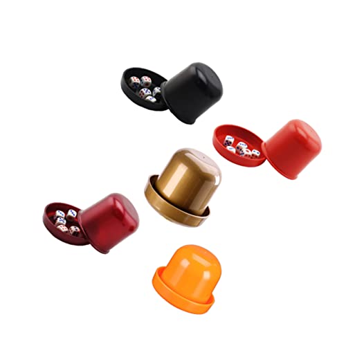 GARVALON 5sätze Teiliges Aus Dicken Würfelbechern Mit Transparentem Deckel Bruchsicherem Design Und Anti-Cheat-Funktion Inklusive Würfeln Schwarz Rot Orange Gold Und Perle Für Ktv-Spiele von GARVALON