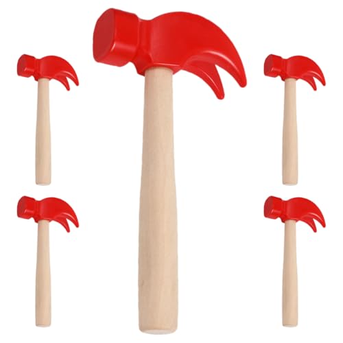 GARVALON 5 Stück Holzhammer Spielzeug Simulation Hämmer Wartungswerkzeuge Für Kinder Rollenspiel Lernspielzeug Geburtstagsfeierzubehör von GARVALON