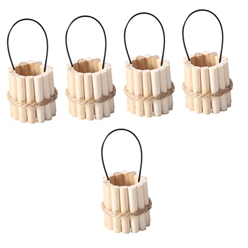 GARVALON 5 Stück Mini Eimer, Miniatur Wassereimer, Das Kleinste Spielzeug Der Welt, Kleiner Holzeimer, Foto Requisite, Holz Wassereimer, Holzhandwerk, Dekoration, Kinderspielzeug, Mini von GARVALON