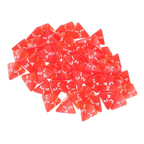 GARVALON 50-teiliges Rotes Tetraeder-würfelset Würfelsammlung Mit Großen Zahlen Spielwürfel Für Brettspiel-Requisiten Im Klassenzimmer Kompakt Und Tragbar Für Tabletop-Spiele von GARVALON