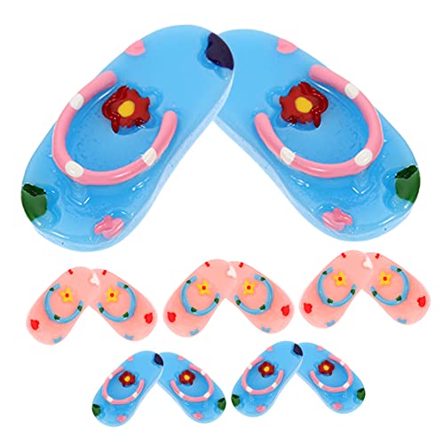 GARVALON 6 Paar Mini Ornament, Miniatur Requisiten, Mini Dekoration, Harz Schuhe, Spielzeug, Simulationsschuhe, Sommer Mini Slipper, Simulationsschuhe, Spielzeug, Miniatur Slipper von GARVALON