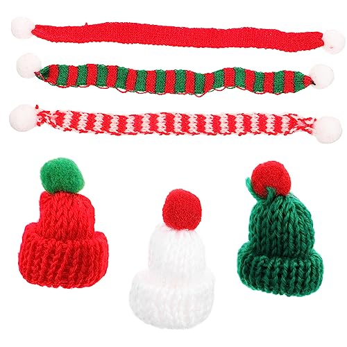 GARVALON 6 Stück Mini Wollmütze, Gestrickte Kleine Weihnachtsmütze, Weihnachtstuch, DIY Handgefertigte Accessoires, Handyhülle, Dekoration, Mini Schal, Wollmütze, DIY, Mini, DIY von GARVALON