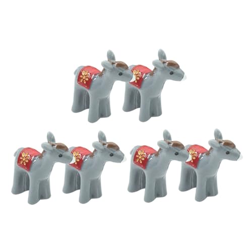 GARVALON 6 Stück Miniatur Esel Figuren aus Resin Niedliche Tierische Dekorationen für Garten Balkon Auto Leichte Miniatur Ornamente für DIY Mikrolandschaften und Blumenbeete von GARVALON