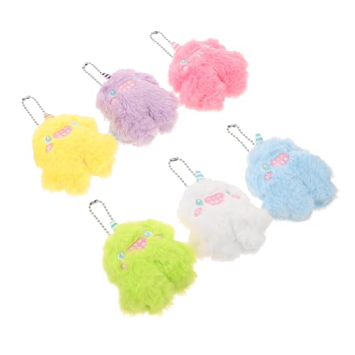 GARVALON 6 Stück Teiliges Kuscheltier Cartoon Plüschtier Hängedekoration Bunte Mischung Geschenk für Party Raumdeko von GARVALON