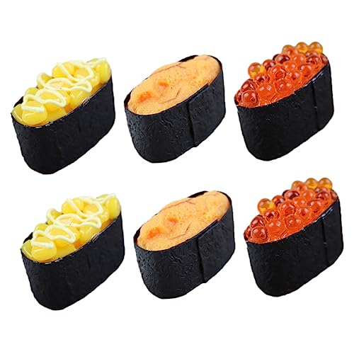 GARVALON 6 Stück Teiliges Realistisches Sushi Modell Täuschend Echte Onigiri und Meeresfrüchte Nachbildung Deko für Sushi Shops Fotografie und Verkaufsauslagen von GARVALON