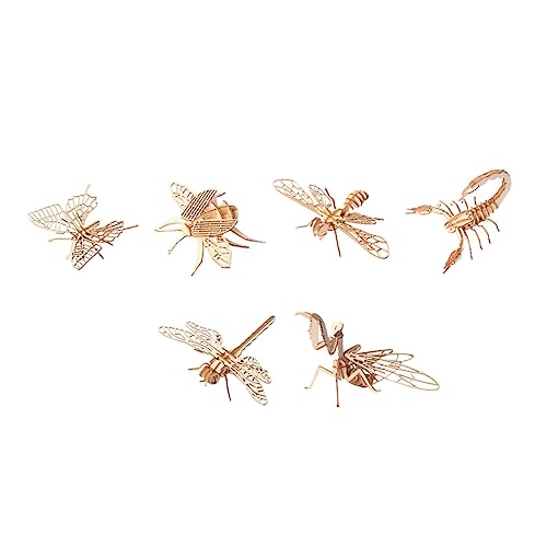 GARVALON 6Stücke Holz Puzzle für DIY Insekten Modell Puzzle Hölzernes Bausatz Kreativität und Koordination für Bastelprojekte von GARVALON