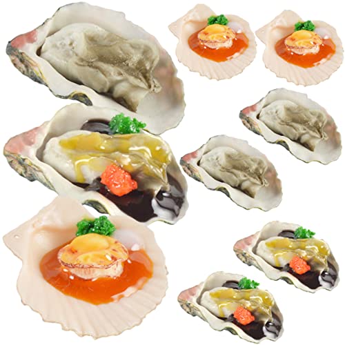 GARVALON 6Stücke Teiliges Künstliche Austern und Muschelmodelle für Dekoration und Fotografie Realistische Lebensmittelmodelle für Heimküche Partys und Restaurantpräsentationen von GARVALON