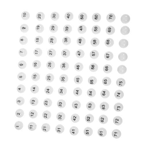 GARVALON 75Stücke Lotteriebälle aus Kunststoff Nummerierte Spielbälle für Tombola und Partyspiele Langlebig und Bruchsicher für Bingo und Verlosungen von GARVALON