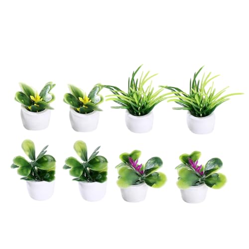 GARVALON 8 Stücke Mini Bonsai Pflanze Verzierungen Künstliche Mini Hause Ornamente Für Puppenhaus von GARVALON