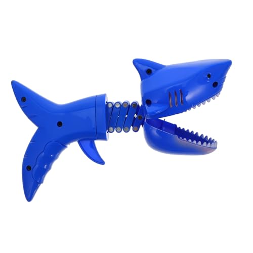 GARVALON Blauer Shark Clip Teleskopischer Feder Mechanikgriff aus Lustiges Finger Greifspielzeug für Kreatives Streichspielzeug für Familien und Partyspaß von GARVALON