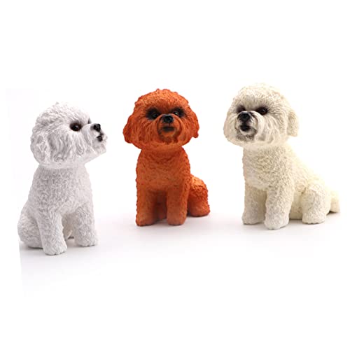 GARVALON Mini-teddyhund-Modell Pudelornament Hundemodell Realistisch Solide Bastelobjekt Tischdekoration Geschenkidee Heimdeko Büroaccessoire von GARVALON