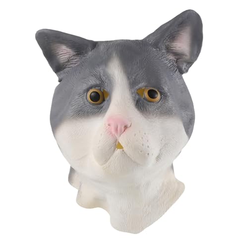 GARVALON Halloween-, Katzenkopfmaske, Gummi, Tier-cosplay-, Vollkopfmaske, Halloween-katzenkopfbedeckung, Kopfschmuck, Kostümzubehör GARVALON Halloween-, Katzenkopfmaske, Gummi, Tier-cosplay-, Vollkopfmaske, Halloween-katzenkopfbedeckung, Kopfschmuck, Kostümzubehör von GARVALON