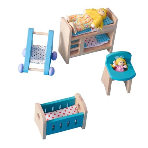 GARVALON Holzspielzeug Set Für Handgefertigtes Miniaturmöbel Für Das Spielhaus Inklusive Hochbett Und DREI Figuren Pädagogisches Zur Motorischer Fähigkeiten 8x11cm GARVALON Holzspielzeug Set Für Handgefertigtes Miniaturmöbel Für Das Spielhaus Inklusive Hochbett Und DREI Figuren Pädagogisches Zur Motorischer Fähigkeiten 8x11cm von GARVALON