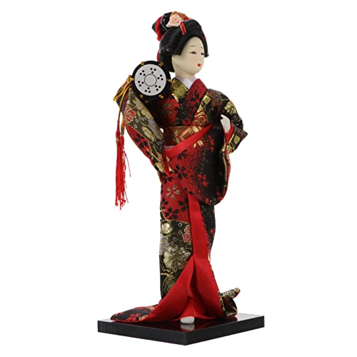 GARVALON Kimono-Puppe Retro aus Feminin Kimono-Figur Desktop japanische Geisha-Skulptur Kimono-Skulptur handgemachte Kimonopuppe japanische Folk-Geisha-Puppe Traditionelle Wohnkultur Holz von GARVALON