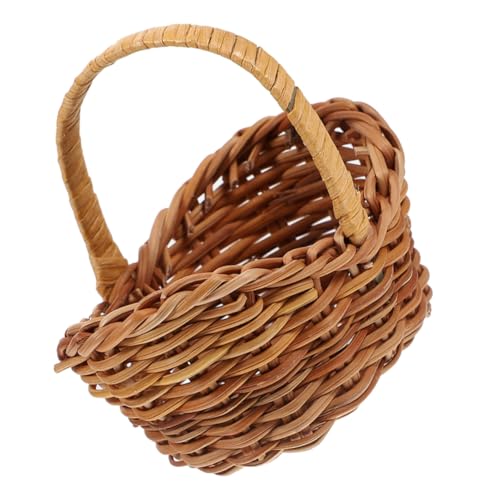 GARVALON Stilvoller Picknickkorb Aus Weide Kleiner Holzkorb mit Blumengriff für Hochzeitsgeschenke Süßigkeitenkorb Weidenkorb Mini-rattankorb Heimdekoration von GARVALON