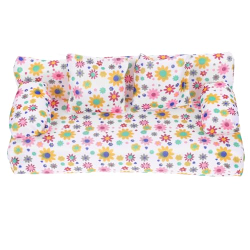 GARVALON Miniatur Puppenhaus Sofa Modell mit Stoffbezug und Floralem Muster Mini Hausmöbel Dekoration Handgefertigte Miniatur Zweisitzer Couch mit Kissen Geeignet für Puppenhaus Wohnzimmer GARVALON Miniatur Puppenhaus Sofa Modell mit Stoffbezug und Floralem Muster Mini Hausmöbel Dekoration Handgefertigte Miniatur Zweisitzer Couch mit Kissen Geeignet für Puppenhaus Wohnzimmer von GARVALON
