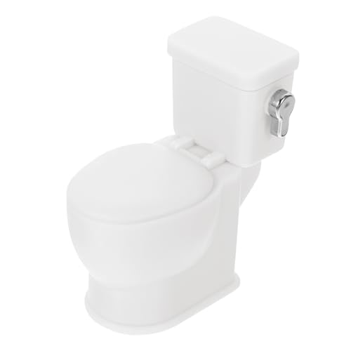 GARVALON Miniatur Puppenhaus Toilette mit Spülsound Realistisches Mini Wc Modell Weißes Puppenhaus Badezimmer Zubehör von GARVALON