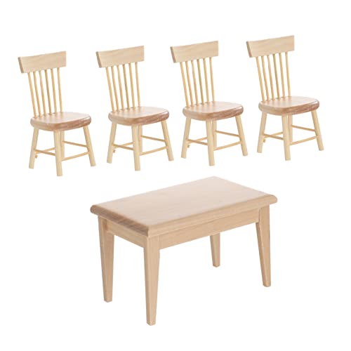 GARVALON Miniatur-Tisch- Und Stuhl-Set 5-teilig Miniatur-puppenhausmöbel Für Dekoration Sammler-miniaturmodell von GARVALON