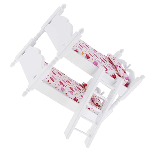 GARVALON Puppenhaus Miniatur Möbel Doppelstockbett Holz Spielbett Puppenmöbel Rosa Erdbeer Design Realistisches Handliches Puppenbett Zubehör für Kinderzimmer Dekoration und Lernspielzeug GARVALON Puppenhaus Miniatur Möbel Doppelstockbett Holz Spielbett Puppenmöbel Rosa Erdbeer Design Realistisches Handliches Puppenbett Zubehör für Kinderzimmer Dekoration und Lernspielzeug von GARVALON