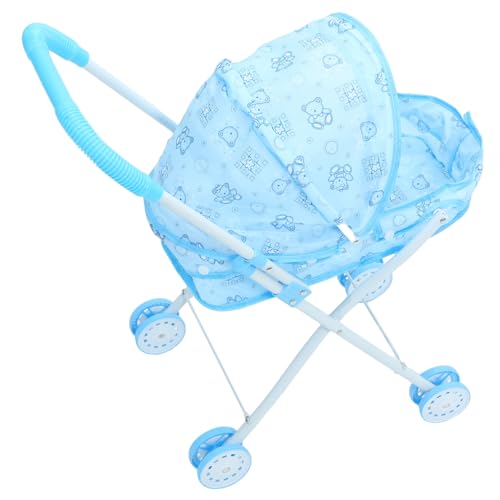 GARVALON Puppenwagen für Leichtes Faltbares Design mit Glatten Realistischer Puppenbuggy für Rollenspiele für Unterwegs Blaues Bärenmotiv GARVALON Puppenwagen für Leichtes Faltbares Design mit Glatten Realistischer Puppenbuggy für Rollenspiele für Unterwegs Blaues Bärenmotiv von GARVALON