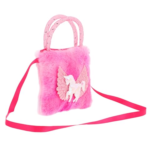 GARVALON Süßer Einhorn Plüsch Umhängetasche für Mädchen Multifunktionale Crossbody Handtasche und Geldbörse für Schule Reisen und Shopping Tie Dye Rot von GARVALON